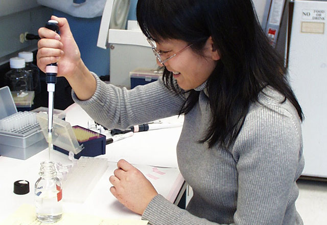 Using pipette in the lab