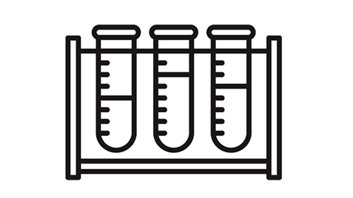 Three illustrated test tubes