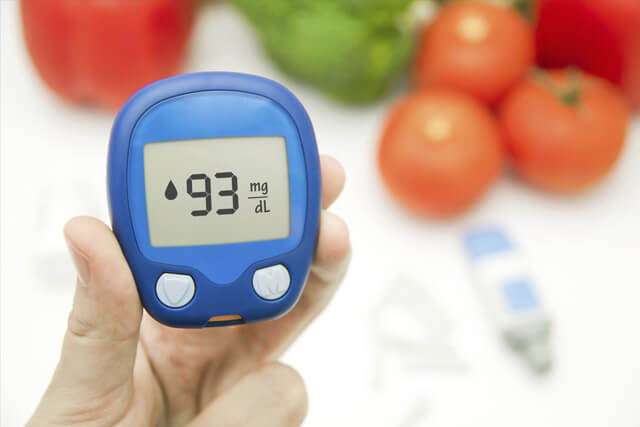 blood sugar test displaying 93 mg dl