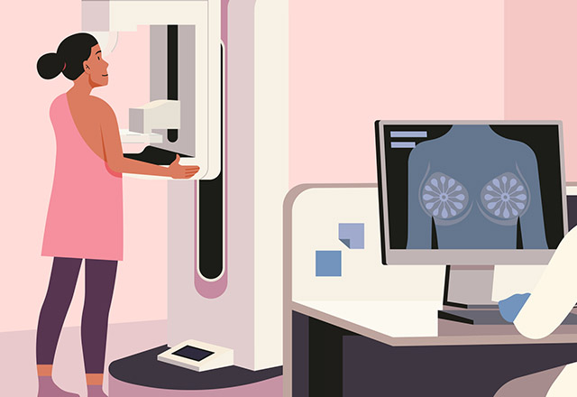 Illustration of a woman getting mri