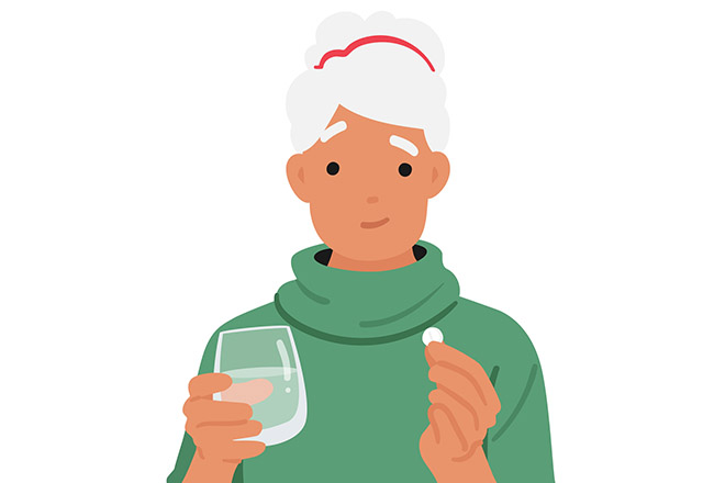 Illustration of a woman taking a pill