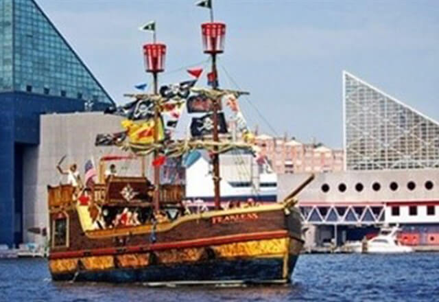 A "pirate" ship in Baltimore's Inner Harbor.