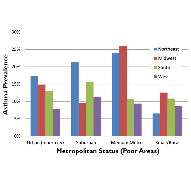 Neighborhood environmental vulnerability and pediatric asthma morbidity in  US metropolitan areas