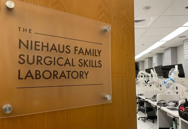 Niehaus Family Surgical Skills Laboratory door sign