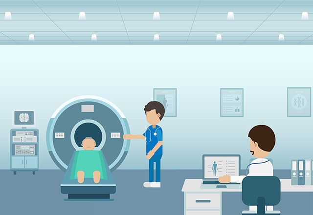 an illustration of a patient getting a scan