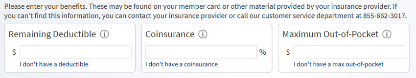 Benefit information in the cost estimate tool