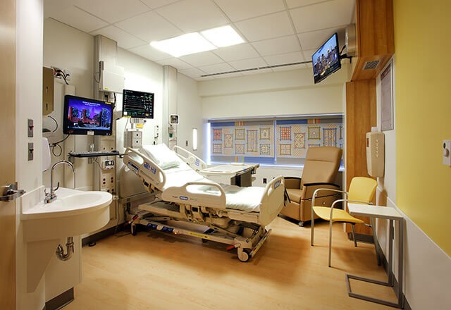 hospital room with patient