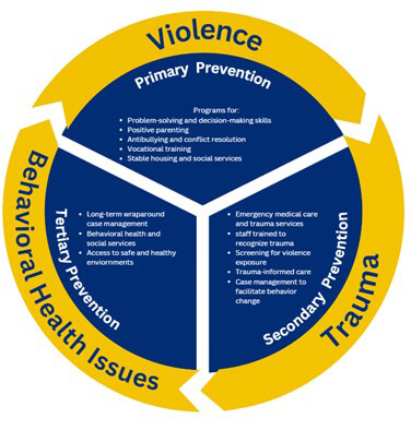 A graphic of a multilevel violence prevention model.