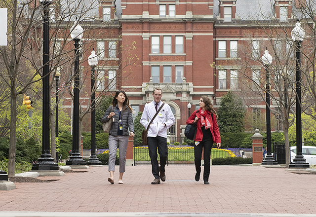 Walking around the hospital campus